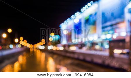 Image Of Blur Street And Canel  Bokeh Background With Warm Colorful Lights
