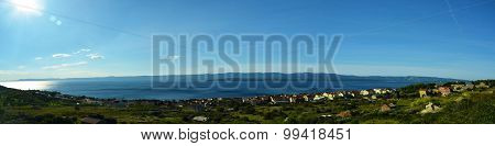sea panorama with a small townm