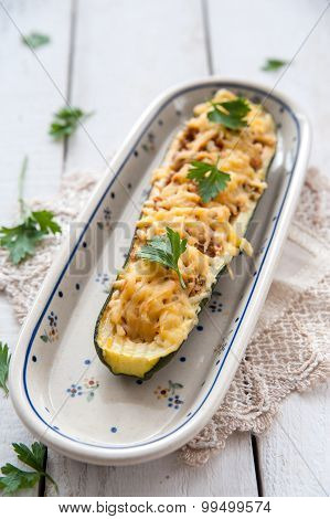Courgette Stuffed With Meat And Cheese