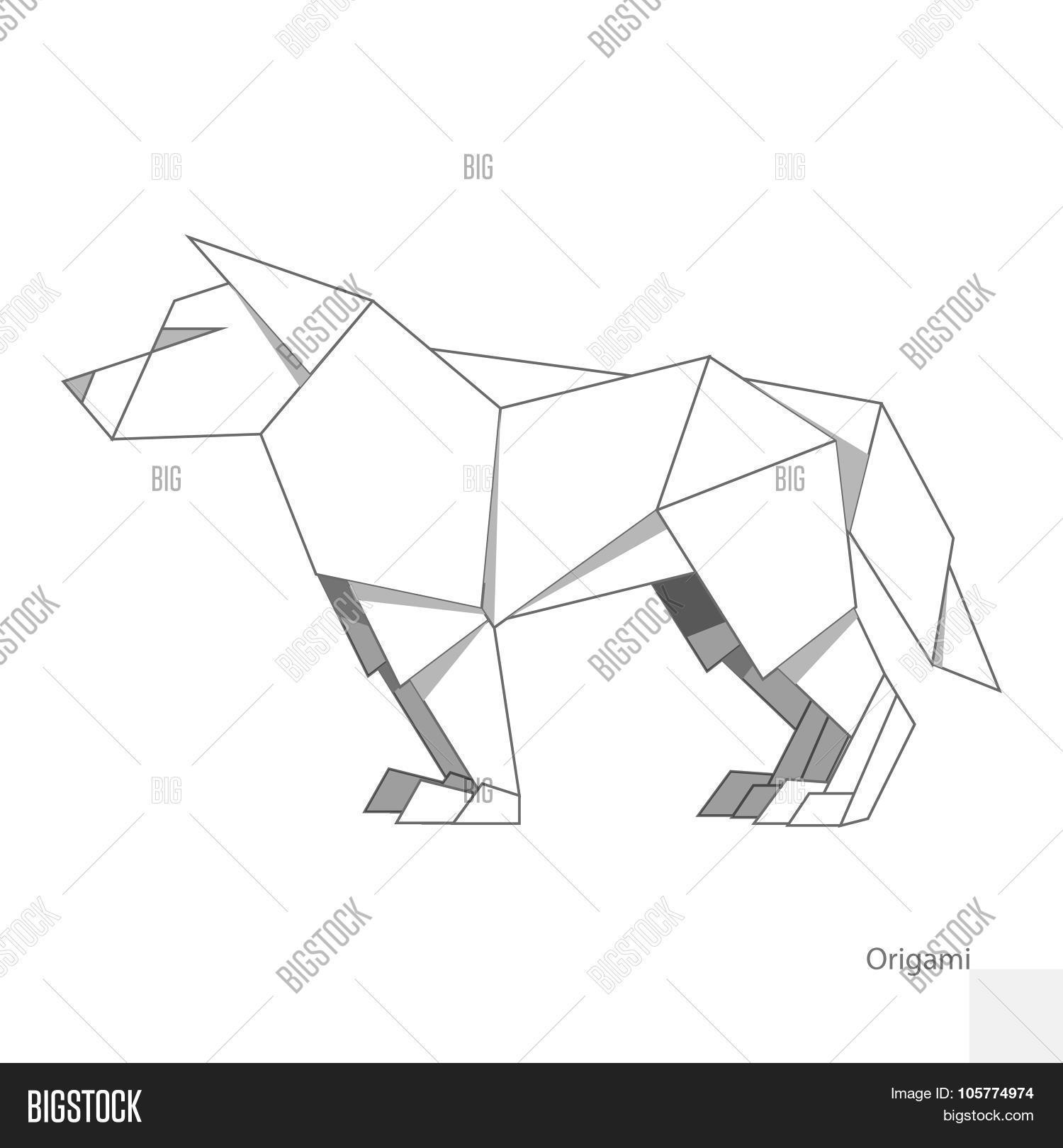 Origami Paper Wolf Vector & Photo (Free Trial) Bigstock