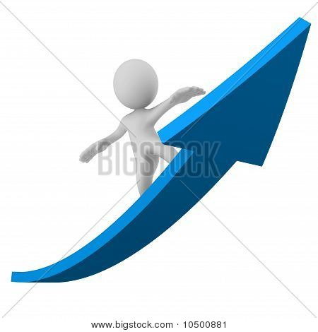 Homme surfant sur le succès