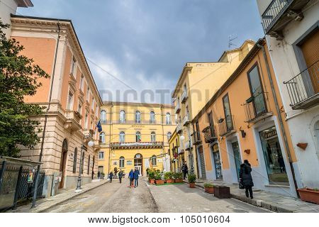 Downtown Street View In Potenza, Italy