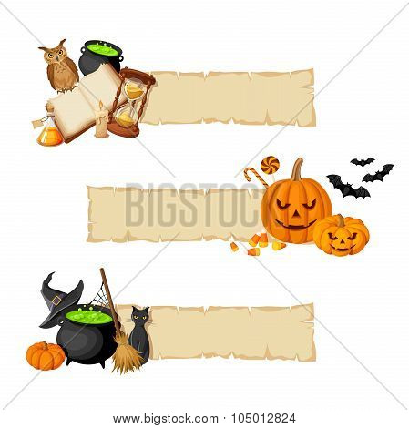 Halloween magic web banners. Vector eps-10.