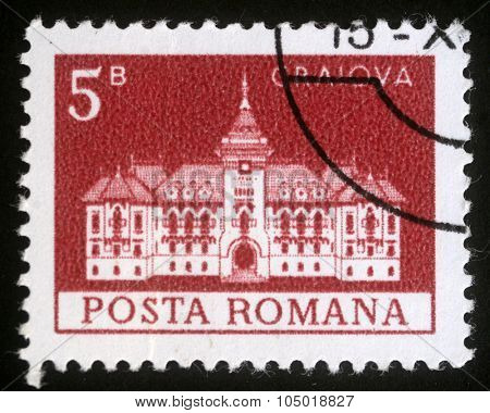 ROMANIA - CIRCA 1973: A stamp printed in Romania shows City Hall, Craiova, circa 1973