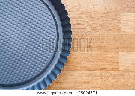 Round Cake Pan (tin, Mould). Isolated  On Wooden Background