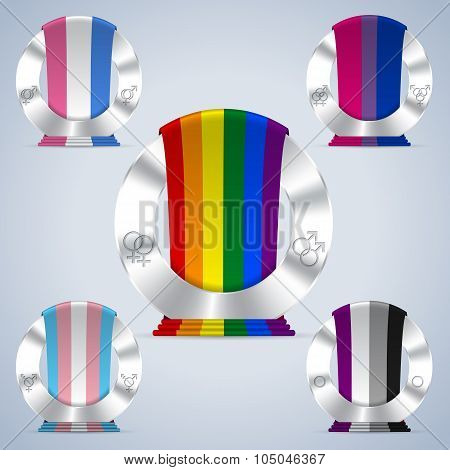 Sexual Orientation Badges With Flag Ribbons
