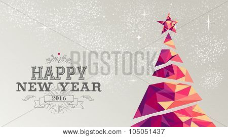 Happy New Year 2016 Card Christmas Tree Triangle