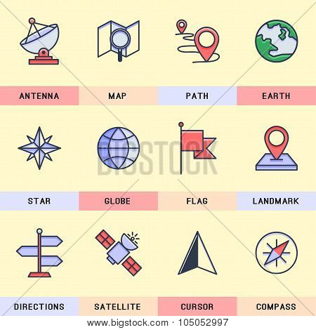 Navigation icons set.