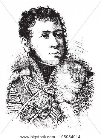 Junot, vintage engraved illustration. History of France 1885.
