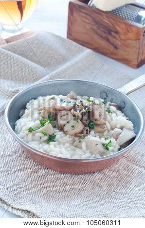 .pasta And Rice With Porcini Mushrooms Served With Butter And Parmesan