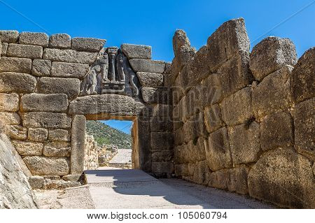 Lion Gate In Mycenae, Greece