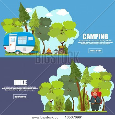camping flat banner