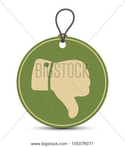 Paper Thumb Down Tag Isolated On A White Background