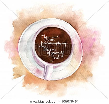 'take Care Of Yourself' Motivational Watercolor And Lettering Design