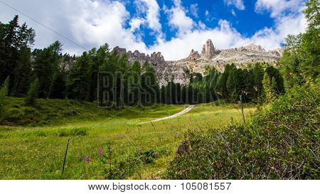 View Of The Rosengarten Group In The Dolomites, Italy