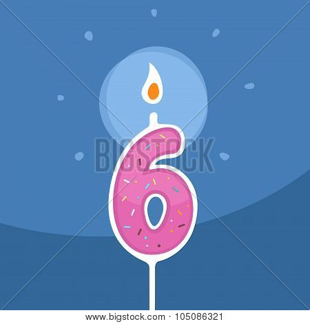 Vector candle for six years