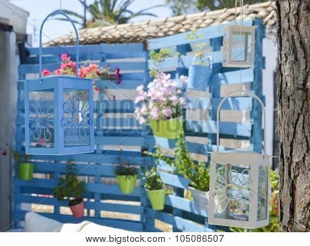 Lanterns In The Beautiful Garden