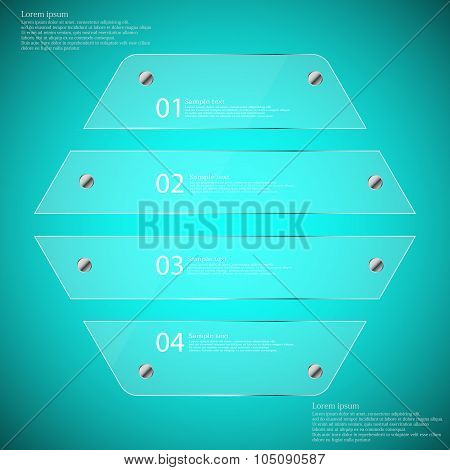 Glass Hexagon Divided To Four Parts Infographic Template On Blue