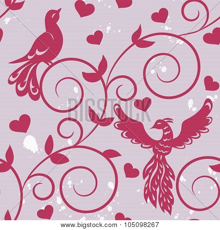 Seamless Pattern With Silhouettes Of Birds