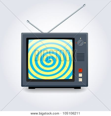 TV set with a hypnotic spiral on the screen