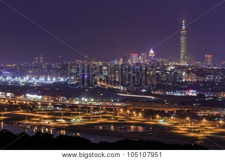 A Taipei Night Scene At Jiantan Mountain