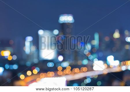 Abstract blurred bokeh city night lights background