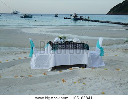 Romantic dinner at seaside