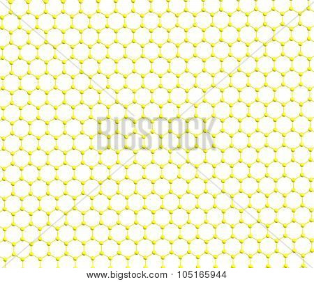 Graphene Sheet, planar layer of sp2-bonded carbon, on white background. 3D illustration