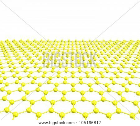 Graphene Sheet, planar layer of sp2-bonded carbon, on white background. 3D illustration
