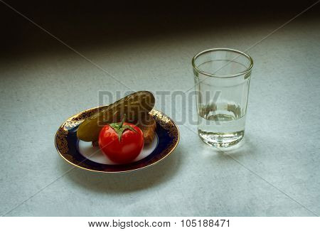 Vodka and snack