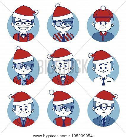 Set of Christmas business characters