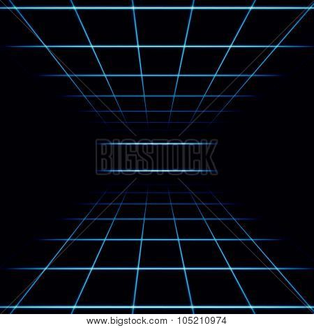 Abstract dark tiled background with a perspective. Vector illustration