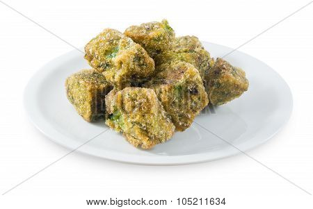 Fried Steamed Dumpling On A White Background