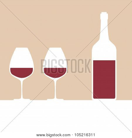 wine bottle and glasses
