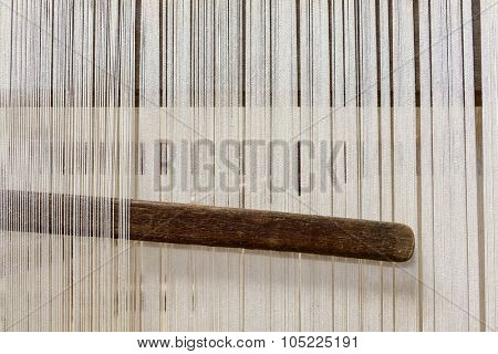 Traditional hand loom in a rug factory