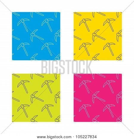 Mining tool icon. Pickaxe equipment sign.