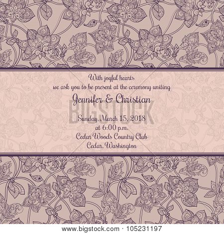 Vintage wedding invitation in romantic style