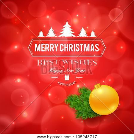 Merry Christmas greetings logo on red background
