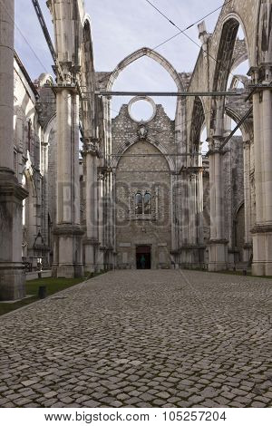 Interiors Of The Roofless Carmo Convent In Lisbon