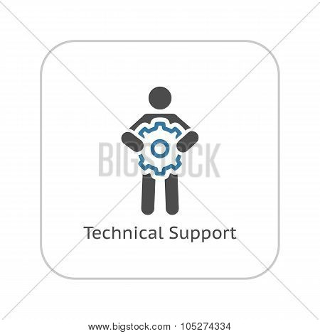 Technical Support Icon. Flat Design.