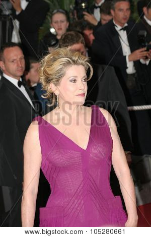 CANNES, FRANCE - MAY 11: Catherine Deneuve attends the 58th Cannes Film Festival Opening Ceremony and premiere of opening film 'Lemming'at the Grand Theatre Lumiere on May 11, 2005 in Cannes, France