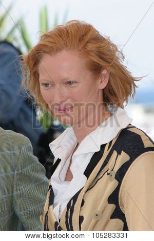 CANNES, FRANCE - MAY 17: Tilda Swinton attends a photocall promoting the film 'Broken Flowers' at the Palais during the 58th International Cannes Film Festival May 17, 2005 in Cannes, France