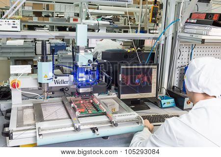 Production of electronic components  at high-tech factory