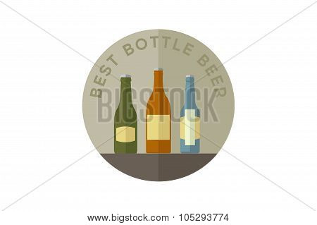 Beer bottles set with label isolated on white background.