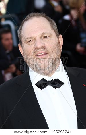 CANNES, FRANCE - MAY 16: Producer Harvey Weinstein arrives at Electrolux at Opening Night of The 65th Annual Cannes Film Festival at the Palais des Festivals on May 16, 2012 in Cannes, France.