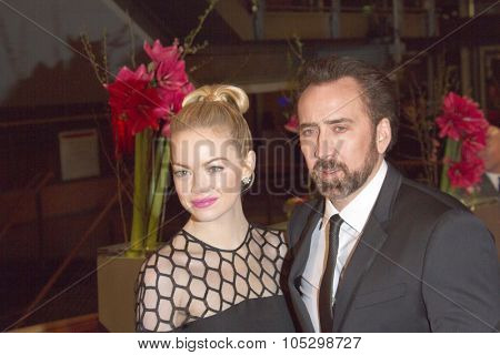 BERLIN, GERMANY - FEBRUARY 15: Nicolas Cage, Emma Stone attend 'The Croods' Premiere during the 63rd Berlinale Film Festival at Berlinale Palast on February 15, 2013 in Berlin, Germany.