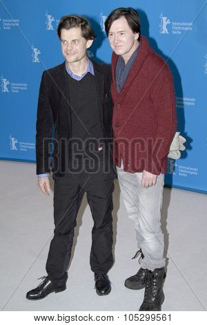 BERLIN, GERMANY - FEBRUARY 09: Actors Lars Rudolph (L) and Uwe Bohm attend the 'Gold' Photocall during the 63rd Berlinale  Film Festival at Grand Hyatt Hotel on February 9, 2013 in Berlin, Germany.