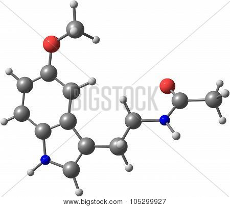 Molecule of Melatonin isolated on white