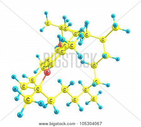 Tocopherol - vitamin E - molecular structure on white background
