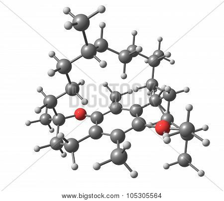 Tocopherol - vitamin E - molecular structure on white background